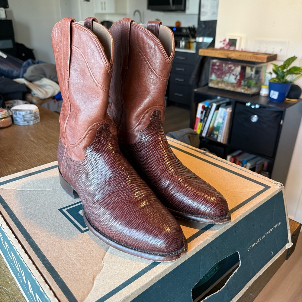 Tecovas Two-Tone Brown Leather Cowboy Boots